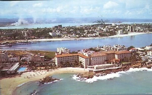 Condado Beach San Juan Puerto Rico Aerial View 1965 Postcard - Picture 1 of 2