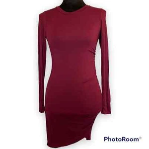 Alya | Maroon Ruched Side Bodycon Dress - Picture 1 of 4