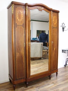 Jugendstil um 1910 Frankreich Kleiderschrank Spiegel Dielenschrank Wäscheschrank - Bild 1 von 23