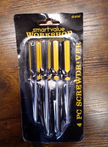 Juego de destornilladores Smart Value Workshop paquete de 4 empuñaduras duraderas Phillips y cabeza plana - Imagen 1 de 3