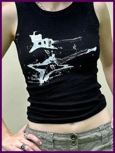 Camiseta sin mangas con estampado de guitarra Y2K informal acanalada grunge para mujer - Imagen 1 de 24