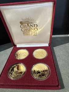 Grand Casino 4 Piece $5.00 Brass Wildlife Coin Set 1997-1998 - Picture 1 of 16