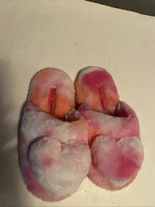 Betsey Johnson Fuzzy Slippers With Heart Rubber Soles - Picture 1 of 3