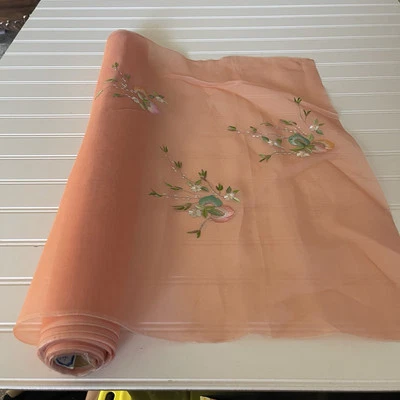 SILK SALMON,  FABRIC 6 Yards x 21 Inches Wide or 216 Inches x 21 Wide - Image 1 of 4