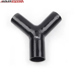 Black 3'' Outlet to 2 x 2.5'' Inlet Y Silicone Hose Turbo Intake Coupler Pipe US - Picture 1 of 5