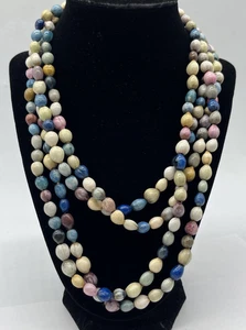 Collana di perline semi lacrime di lavoro tinte multicolore vintage ~84" - Foto 1 di 6
