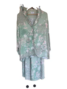 Sussan Sz XL Green Floral Pyjama Set - Picture 1 of 14