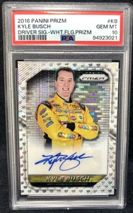 Kyle Busch 2016 Panini Prizm Racing Driver Signatures PSA 10 White Flag #5/5 - Picture 1 of 2