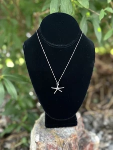 Sterling Silver 925 Starfish Pendant Necklace 20” Chain Made Italy - Picture 1 of 7