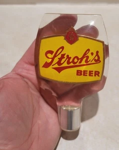 Stroh's Vintage Beer Tapper Bar Tavern Pub Lucite Yellow Red - Picture 1 of 3