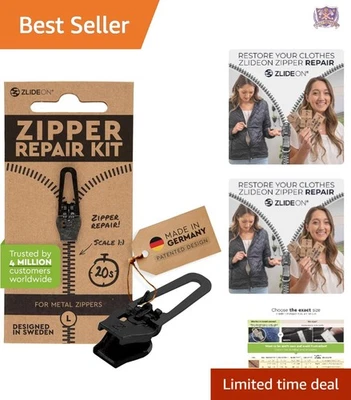 Zipper Pull Replacement Metal Slider Black L for Jackets Bags Pants - Image 1 of 4