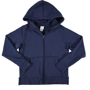 Hanna Andersson Hoodie Youth 10 Navy Blue Full Zip Cotton Sweatshirt Pocket SS23 - Picture 1 of 10