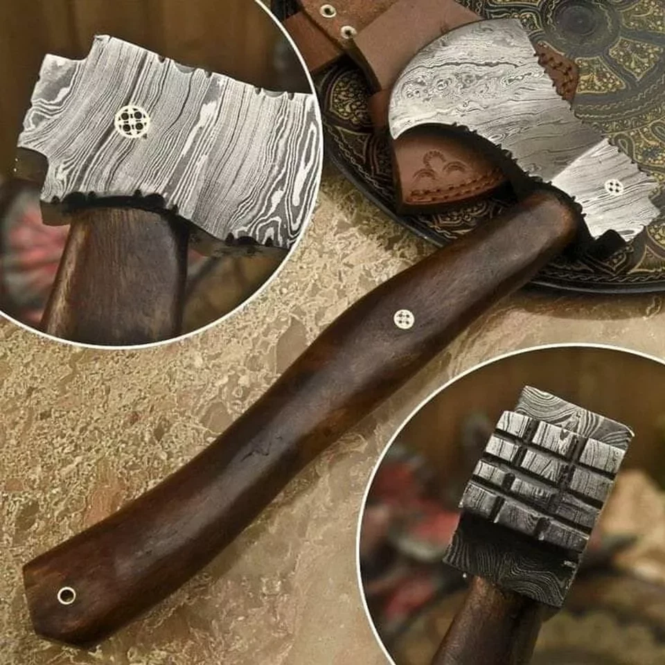 MASSGESCHNEIDERTE HANDGEFERTIGTE DAMASKUS STAHL WIKINGERBEIL TOMAHAWK JAGD TAKTI - Bild 1 von 1