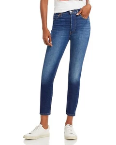 RE/DONE Women's 90s High Rise Ankle Skinny Jeans Deepsap Blue Size 29 31x27 B4HP - Picture 1 of 3