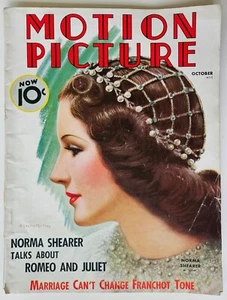 MOTION PICTURE OCT 1936 NORMA SHEARER cover by CHARLES SHELDON Powell, MacMurray - Picture 1 of 8