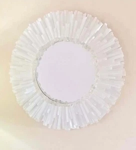 Specchio / specchio in resina di selenite / specchio da appendere a parete / cornice in selenite - Foto 1 di 4