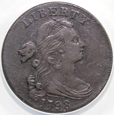 1798 1c 2nd Hairstyle Draped Bust Large Cent ANACS VF 35 Details Scratched - Image 1 of 4