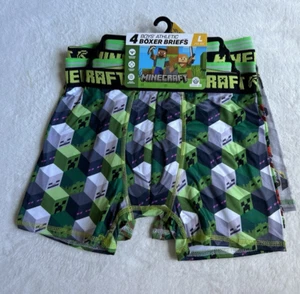 Minecraft Boys Allover Print Athletic Boxer Briefs Underwear 4-Pack Sz L (10-12) - Picture 1 of 18