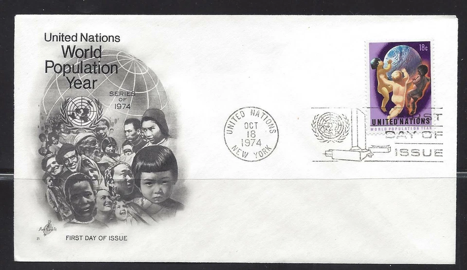 UN Stamps 1974 Scott NY #253 18 cent Babies FDC with AC cachet - Image 1 of 1