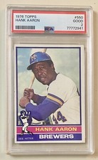 HANK AARON 1976 TOPPS BASEBALL CARD #550 PSA 2 - FRESHLY GRADED