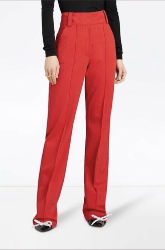 Pantaloni Burberry London rossi su misura vita alta S M prezzo di riserva £450 F18