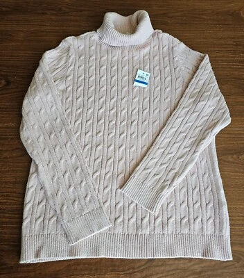 Suéter para mujer talla XL Charter Club cable cuello alto en rosa-nuevo con etiquetas Foto 1 de 4