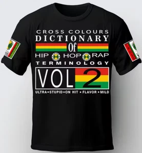 CROSS COLOURS T-SHIRT. DICTIONARY OF HIP HOP. 90'S TEES. RAP T-SHIRTS, NWA SHIRT - Picture 1 of 2