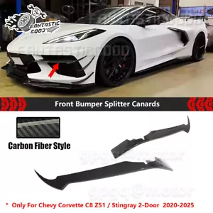 Parachoques delantero de fibra de carbono para Corvette C8 Stingray y Z51 20-25 Canards divisores - Imagen 1 de 9