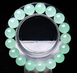 12mm Natural Green Chalcedony Quartz Crystal Gemstone Bangle Bracelet AAA+