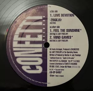 Abstrac & Lady Penelope - Love Devotion / Feel The Sunshine - Confetti Records - Picture 1 of 2