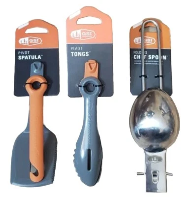Juego de 3 piezas GSI Glacier: espátula pivotante, pinzas y cuchara de chef plegable 🆕 Foto 1 de 4