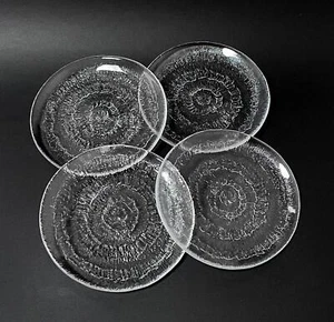 4x IITTALA FINLAND SOLARIS CRYSTAL GLASS 16cm SIDE PLATES TAPIO WIRKKALA MCM - Picture 1 of 8