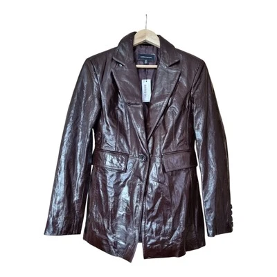 Karen Millen Patent Leather Tailored Blazer Jacket  Uk 10 Bnwt- Chocolate - Image 1 of 4