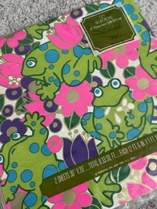 Vintage Norcross Geschenkpapier Geschenkpapier Frosch Blumen alle Anlässe Neu aus altem Lagerbestand - Bild 1 von 3