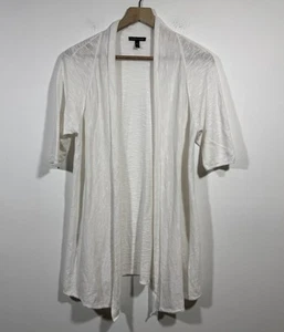 Eileen Fisher Strickjacke Damen M Bio Leinen Baumwolle weiß minimalistisch Lagenlook - Bild 1 von 5