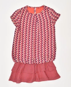LIU JO Girls Peplum Tunic Top 7-8 Years Red Geometric Viscose MS08 - Picture 1 of 4