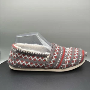 Toms Alpargata Holiday Fair Isle Shoes Women’s 8 Faux Fur Slippers - Picture 1 of 8