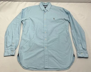 Ralph Lauren Shirt Mens Medium Blue Button Flesh Pony Oxford Classic Fit - Picture 1 of 8