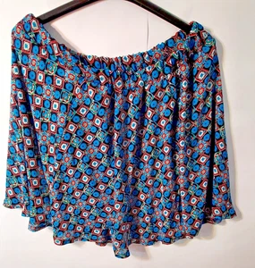 Rock Größe 4XL OrangeBear blau Blumenmuster mit schwarzem Futter, elastischer Bund, KOSTENLOSER VERSAND - Bild 1 von 8