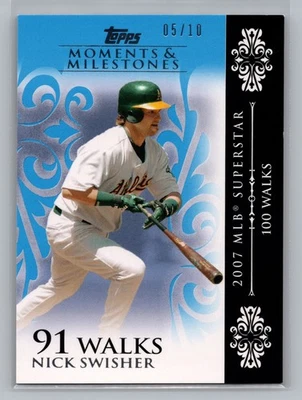 2008 Topps Moments Milestones Nick Swisher Athletics azul SSP/10 #104-52 10630 Foto 1 de 2