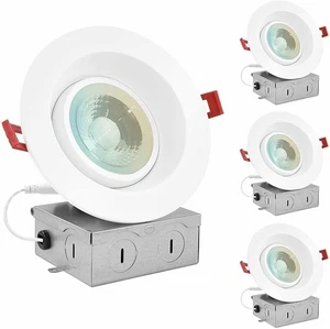 Luxrite 4 Inch Gimbal LED Recessed Light with J-Box 12W 5 Color Options 4-Pack - Picture 1 of 7