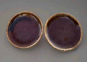 Set Of 2!! Vintage USA Brown Drip Pattern 10" Dinner Plates - Nice - Picture 1 of 2