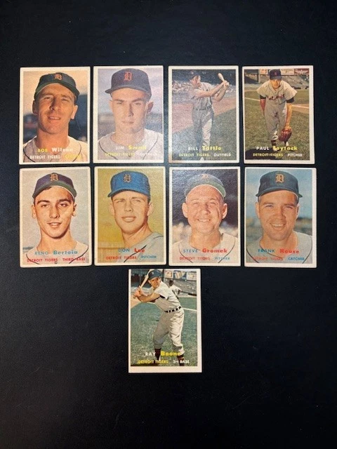 1957 Topps Baseball Lot of 9 Diff. ALL TIGERS. Vg to Ex. Frank House Ray Boone - Image 1 of 2
