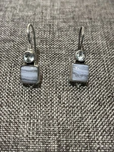 Orecchini in argento sterling agata con pizzo blu con topazio nuovi - Foto 1 di 3