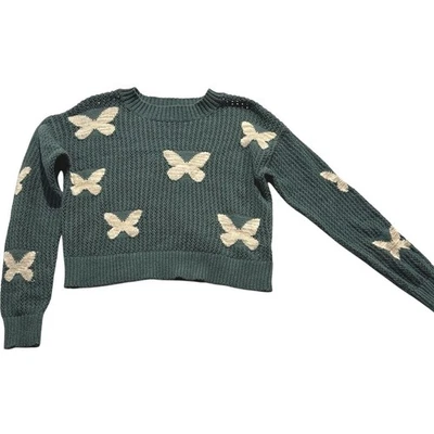 Зеленый пуловер Sugar Moon свитер белый бабочка вязаный подростковый размер маленький - Изображение 1 из 4