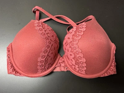 Victoria's Secret Body By Victoria Perfect Shape Bra Red 32D Lace Crossover - Image 1 of 4