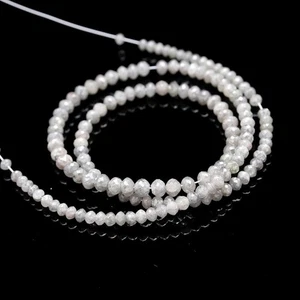 Cuentas redondas de diamantes pulidas sueltas blancas grises naturales para collar - Imagen 1 de 4