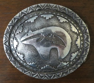 Beatrice Kee Vintage Indianer Sterlingsilber große Gürtelschnalle Bär Clan - Bild 1 von 9