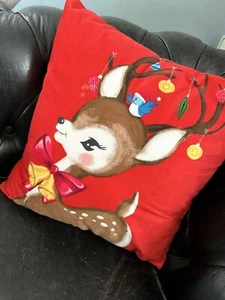 Christmas Reindeer - Cushion - Xmas Reindeers Cute Festive Snow - Picture 1 of 3