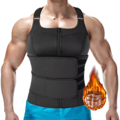 Mens Weight Loss Sweat Vest Sauna Waist Trainer Slimming Corset Body Shaper Gym - Image 1 of 4